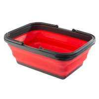 folding storage basket, red, unfolded 1