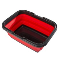 folding storage basket, red, unfolded 2