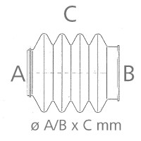 Size ø A/B x C mm 1